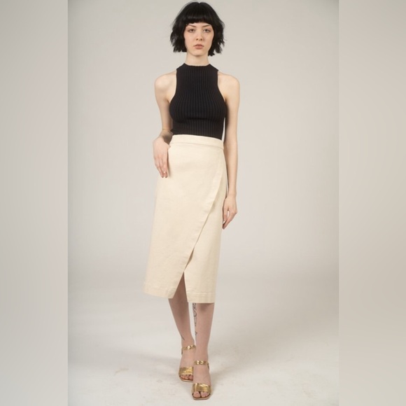 NWT Micaela Greg Natural Denim Wrap Skirt - Picture 5 of 16